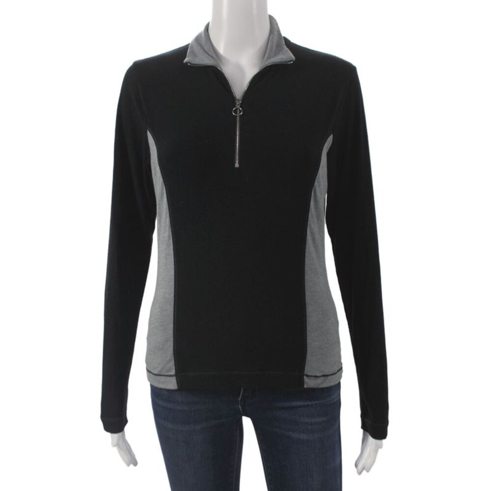 Nils Women Pullover High Neck Colorblock Zip Black Long Sleeve Size S